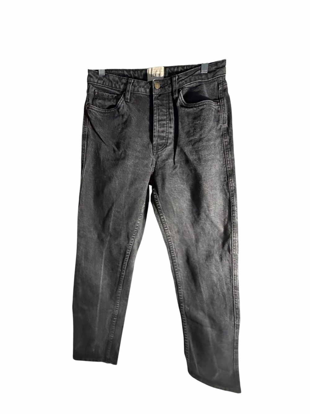 Sezane Black Wash Classic Straight Leg Button Fly Jeans Sz 30
